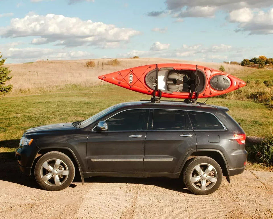 2X UNIVERSAL CAR TOP ROOF RACK J-BAR CARRIER W/ STRAP FOR KAYAK CANOE HEAVY DUTY